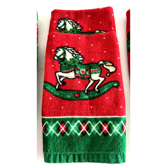 Vintage Set of 6 Jo Franco Christmas Hand Towels 100% Cotton 18x11 - Picture 3 of 6